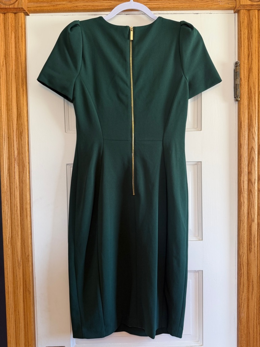 Calvin Klein Emerald Green Short-Sleeve Sheath Dress - Picture 3 of 5